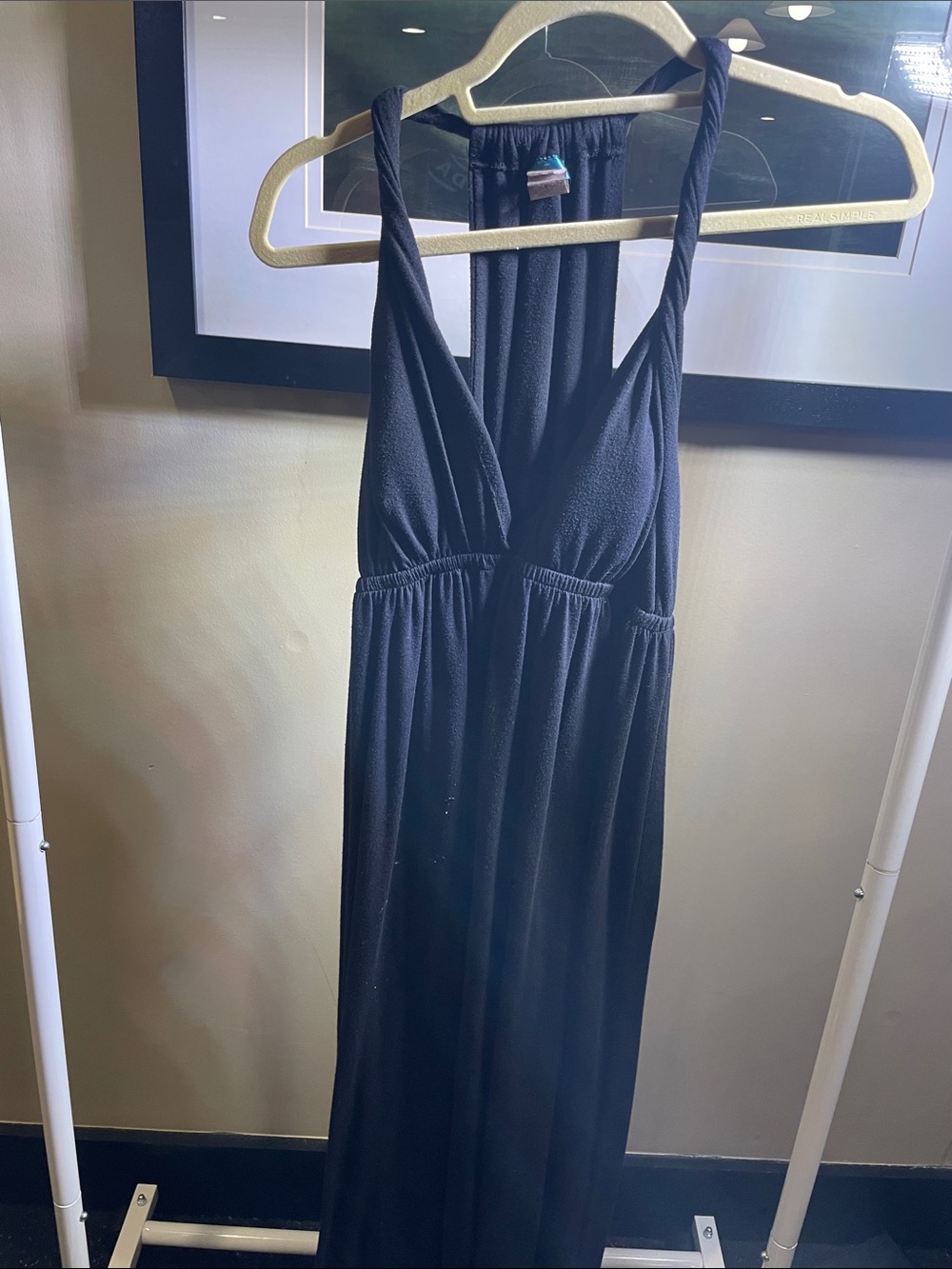 Large Black Halter Maxi Dress - Sleeveless V-Neck